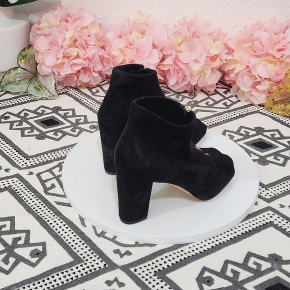 INC International Concepts Kirsi Faux Suede Block Zip Up Peep Toe Booties Sz:6.5 - Picture 5 of 11